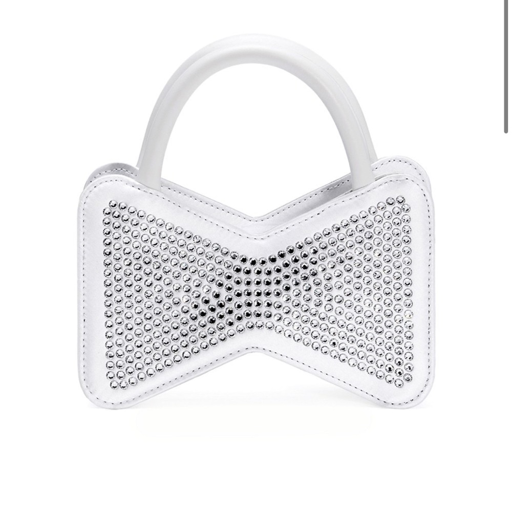 Mach & Mach Bow Crystallized Satin Top Handle Bag